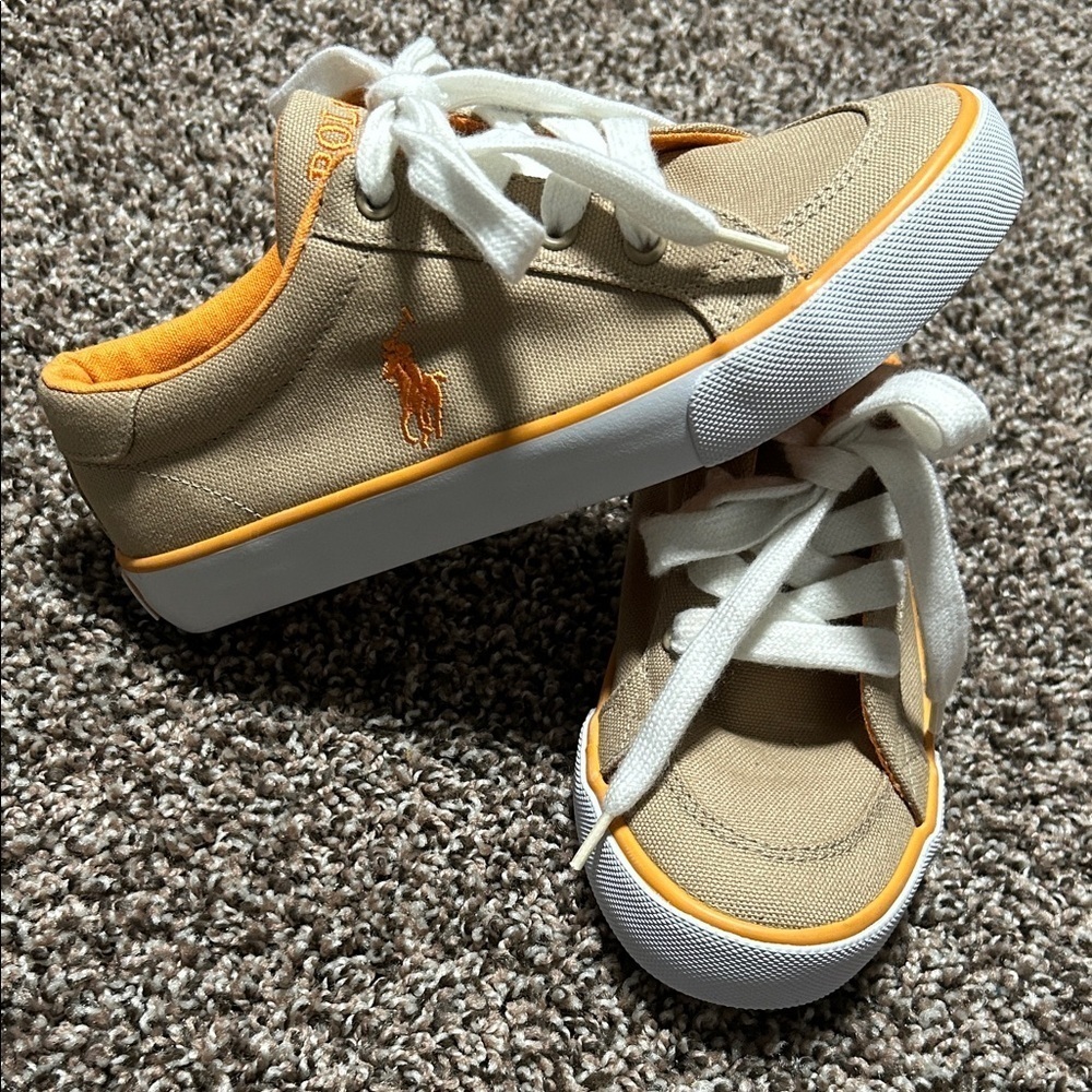 Polo by Ralph Lauren Kids Tan and Orange Sneakers (NWOT)